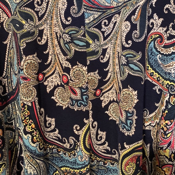 Tee For The Soul Dress, Cream w/Black Stripes & Navy Paisley Design, Small - Picture 6 of 8